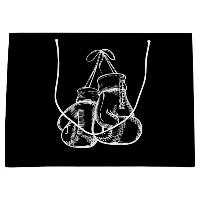 Grand Sac Cadeau Retro Love White Boxer Gants Cadeaux Boxer Cadeau (Devant)