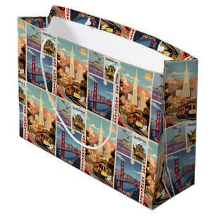 Grand Sac Cadeau Rétro San Francisco Patchwork