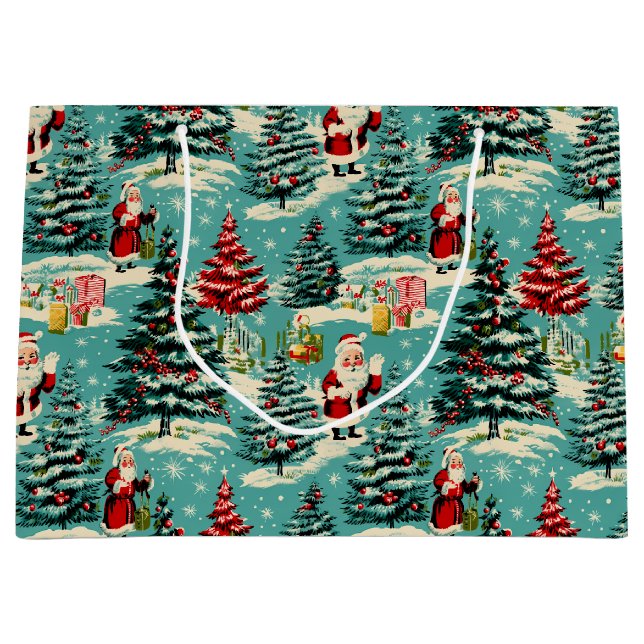Grand Sac Cadeau Retro Santa Wonderland (Devant)