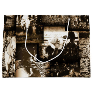 Grand Sac Cadeau Rodeo Cowboy Rustic Country Western Thème