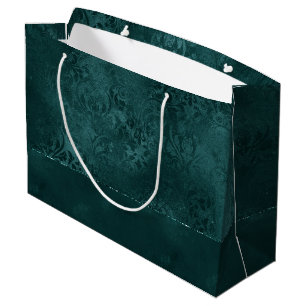 Grand Sac Cadeau Romance Turquoise de minuit   Dark Satiny Grunge D
