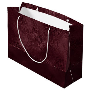 Grand Sac Cadeau Romance Vin De Minuit Dark Satiny Grunge Damask