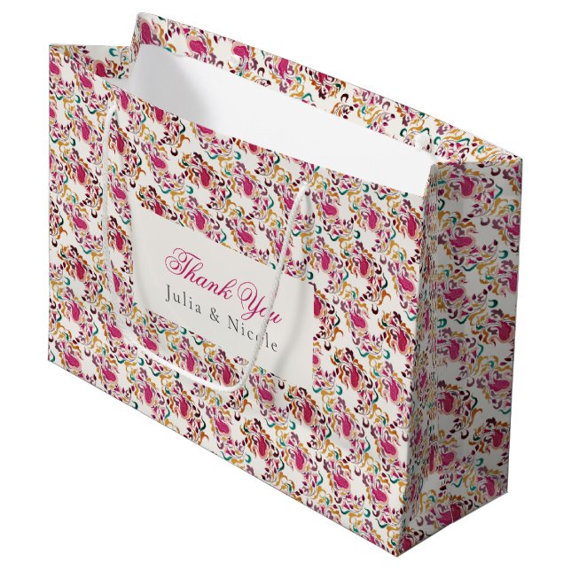 Grand Sac Cadeau Romantique classique Pearl Swan Mariage de cadre f (Devant Angle)