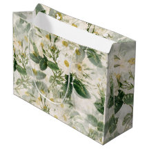 Romantique Fleurs blanches douces et Feuilles vert