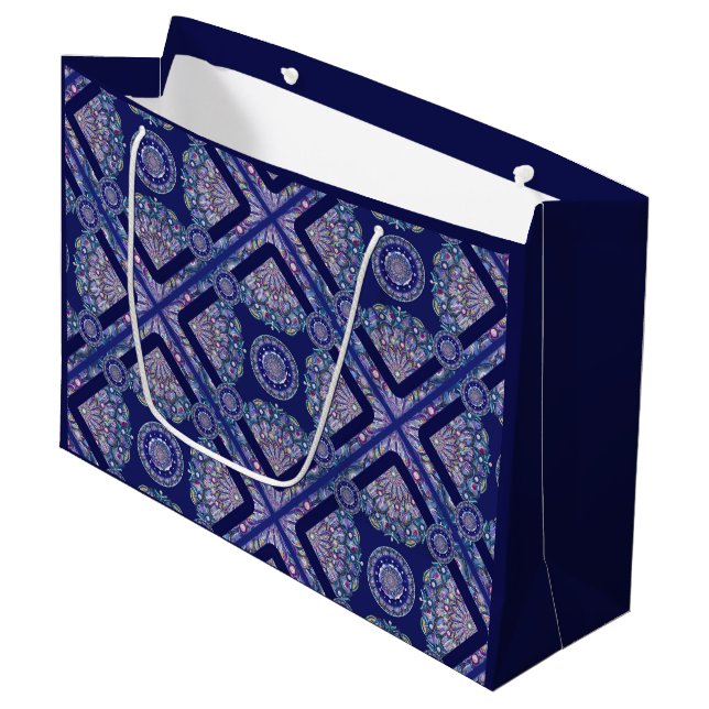 Grand Sac Cadeau Rosace bleue (Devant Angle)