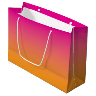 Grand Sac Cadeau Rose Chaude à Orange Ombré