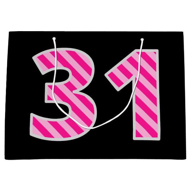 Grand Sac Cadeau Rose d'amusement barré "31" ; Joyeux 31ème (Devant)