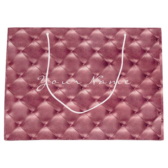 Grand Sac Cadeau Rose en cuir touffu Gold Blush Metallic cadeau (Devant)