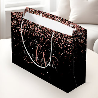 Grand Sac Cadeau Rose Gold Blush Pink Parties scintillant Glam Nom 