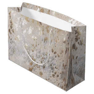 Grand Sac Cadeau Rose Gold Cowhide Imprimer Métal