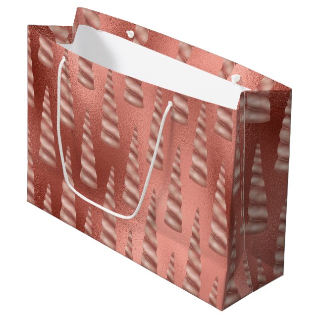 Grand Sac Cadeau Rose Gold Glam Unicorn Anniversaire (Devant Angle)