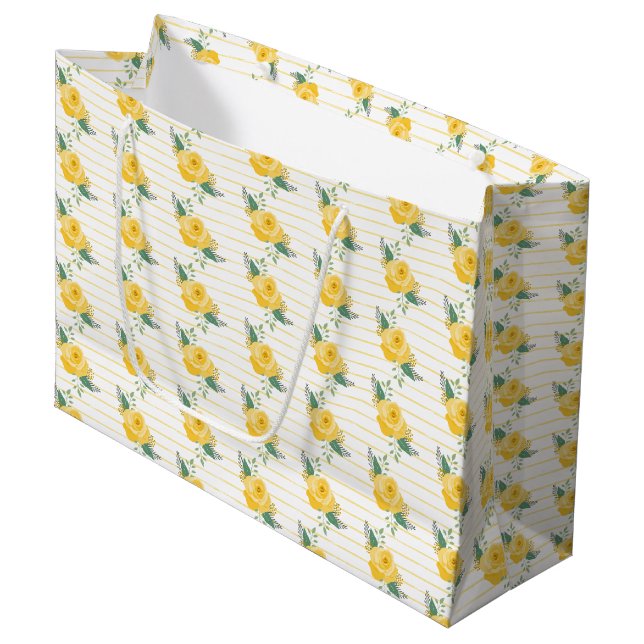 Grand Sac Cadeau Rose jaune simple du Texas (Devant Angle)