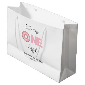 Grand Sac Cadeau Rose Mignonne Petite Miss 1er Anniversaire