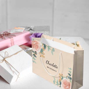 Grand Sac Cadeau Rose or floral poach crème bridesmaid