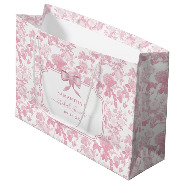 Grand Sac Cadeau Rose rose blanc  Chinoiserie Fête des mariées (Devant Angle)
