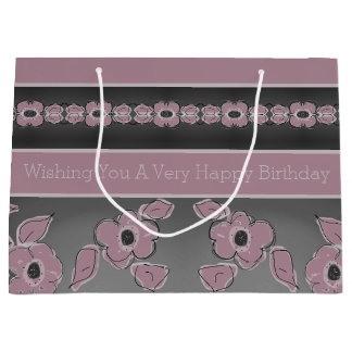 Grand Sac Cadeau Rosé Rose Et Gris Charbon
