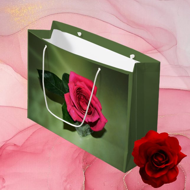 Grand Sac Cadeau Rose rouge classique belle verte (Créateur téléchargé)