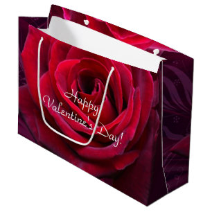 Grand Sac Cadeau rose rouge Valentin