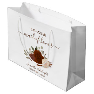 Grand Sac Cadeau Roses de mariage Bohème orange rouille Demoiselle