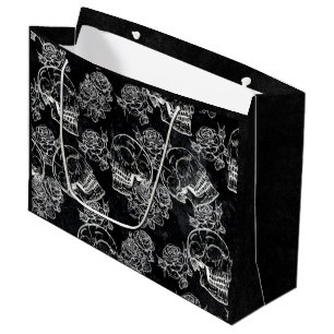 Grand Sac Cadeau Roses des crânes et des calques   Funky Gothique G