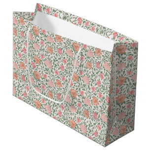 Grand Sac Cadeau Roses roses et pêche Parfait Vintage