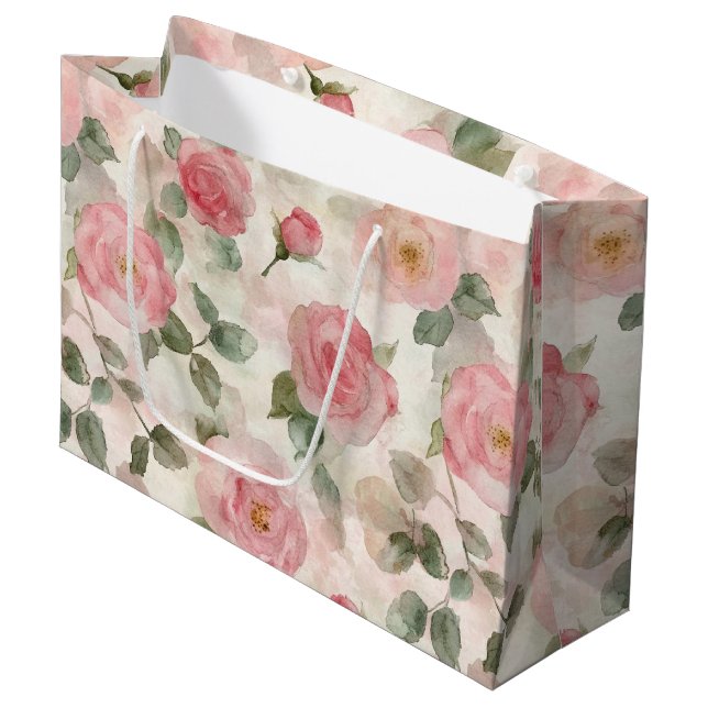 Grand Sac Cadeau Roses roses roses roses rose romantique Mariage (Devant Angle)