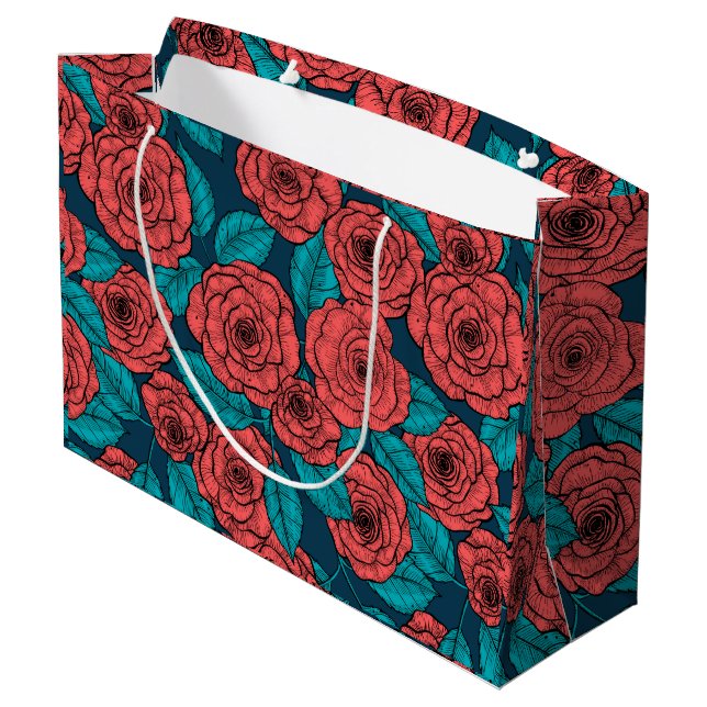 Grand Sac Cadeau Roses rouges (Dos Angle)