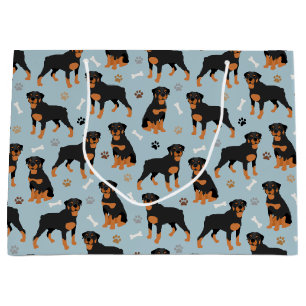 Grand Sac Cadeau Rotweiler Dog Bones and Paws