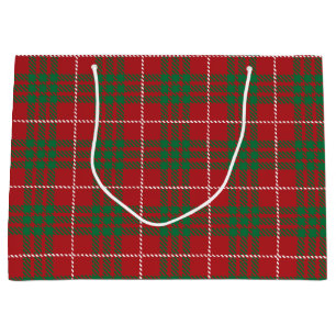 Grand Sac Cadeau Rouge et vert plaid