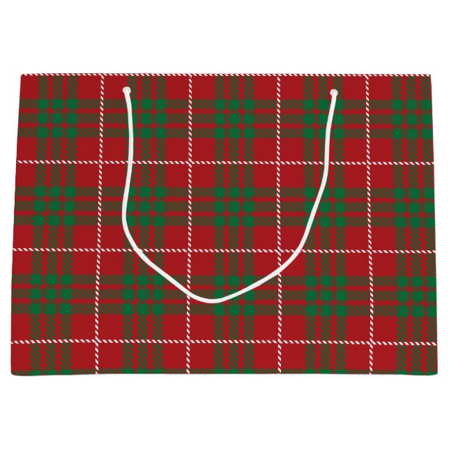Grand Sac Cadeau Rouge et vert plaid (Devant)