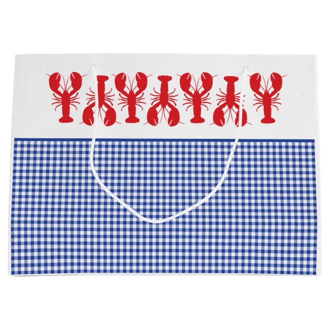 Grand Sac Cadeau Rouge Homards Bleu Blanc En vichy Plage Côtière (Devant)
