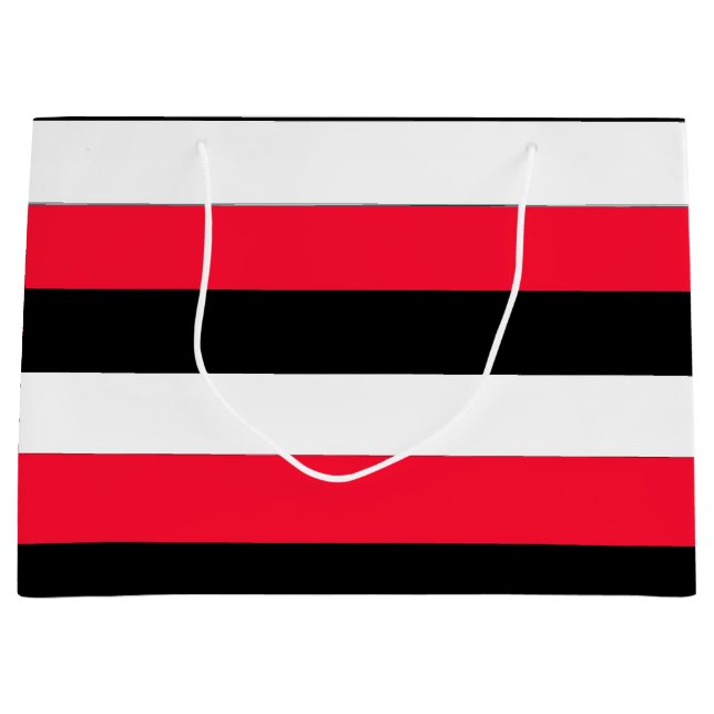 Grand Sac Cadeau Rouge, noir et blanc rayures (Devant)