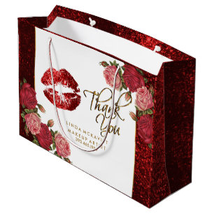 Grand Sac Cadeau Rouge Parties scintillant à lèvres et Rose - Mer