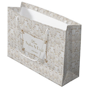 Grand Sac Cadeau Royal Fleur-de-Lis Art déco Gold White Mariage des