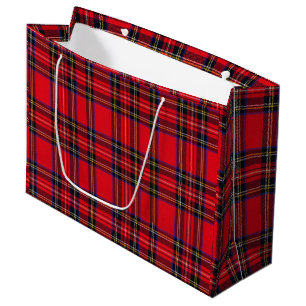 Grand Sac Cadeau Royal Stewart tartan rouge noir plaid