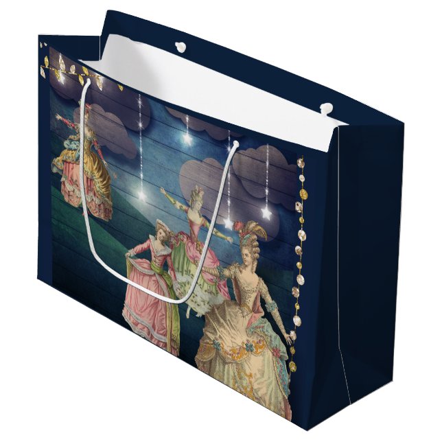 Grand Sac Cadeau Royals français dansant sous les lumières de (Devant Angle)