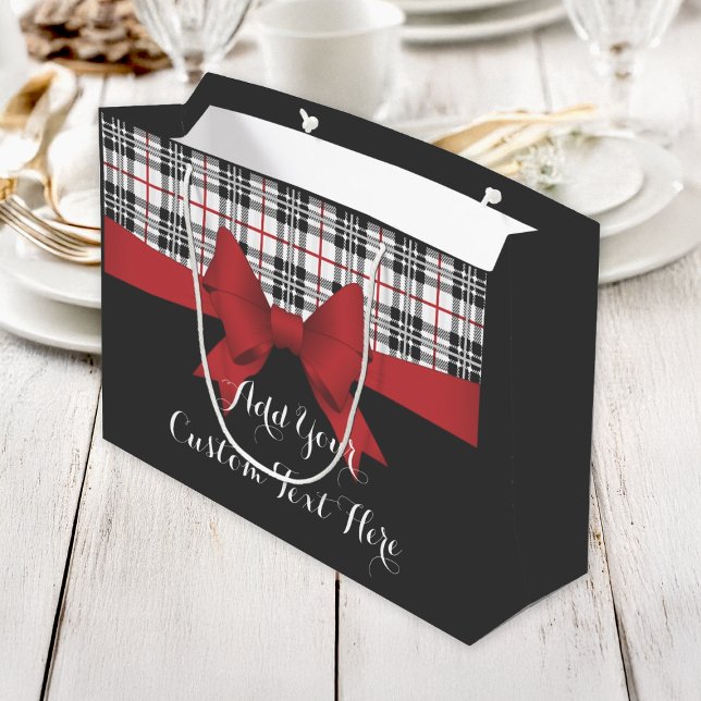 Grand Sac Cadeau Ruban rouge et tartan plaid (Créateur téléchargé)