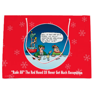 Grand Sac Cadeau Rude Alf L'Elfe Nosé Rouge Noël Drôle