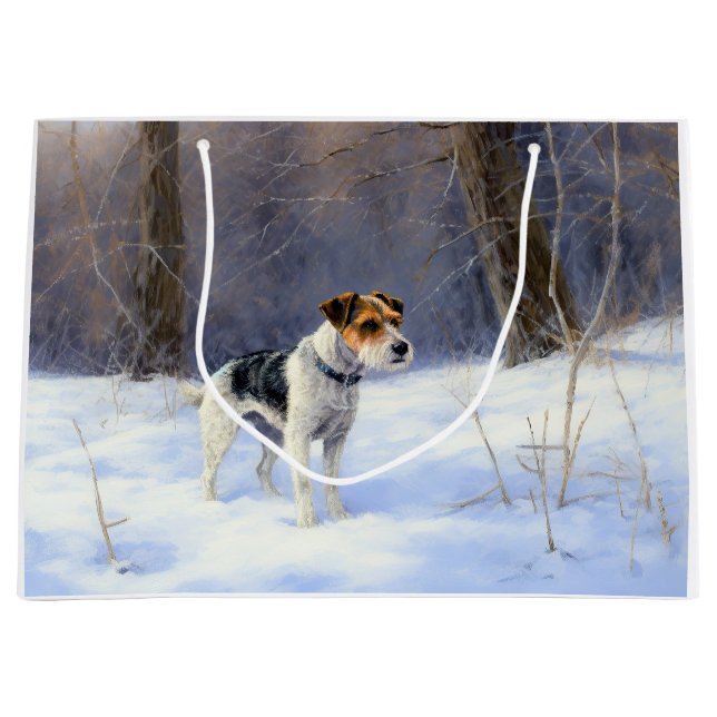 Grand Sac Cadeau Russell Terrier Laisser neiger Noël (Devant)
