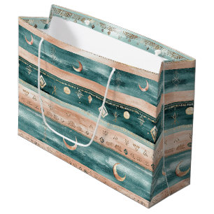 Grand Sac Cadeau Rustique Céleste Rayure Lune Soleil Terreux (9)