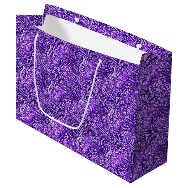 Grand Sac Cadeau Sac-cadeau classique violet Paisley (Devant Angle)