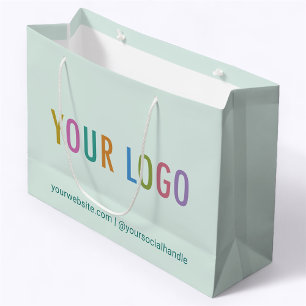Grand Sac Cadeau Sac-cadeau d'affaires vert clair avec logo 31,75 c
