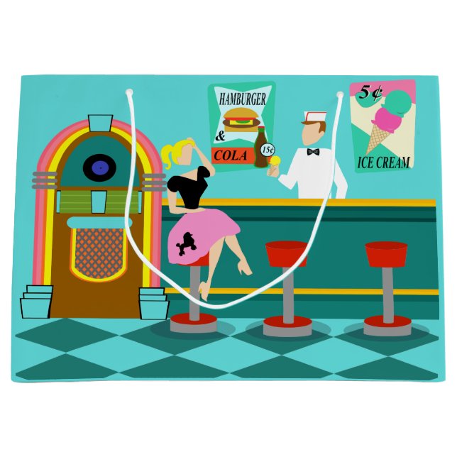 Grand Sac Cadeau Sac-cadeau de la fontaine de Soda Retro (Devant)