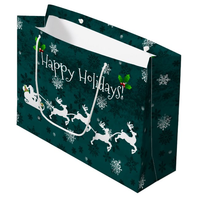 Grand Sac Cadeau Sac-cadeau Père Noël turquoise pour pinceau et ren (Devant Angle)