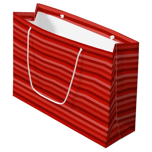 Grand Sac Cadeau Sac-cadeau rouge horizontal Grandes bandes (Devant Angle)