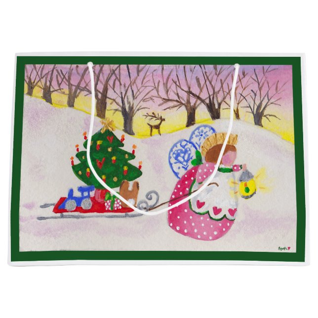 Grand Sac Cadeau Sacoche cadeau Angel in Woods (Devant)