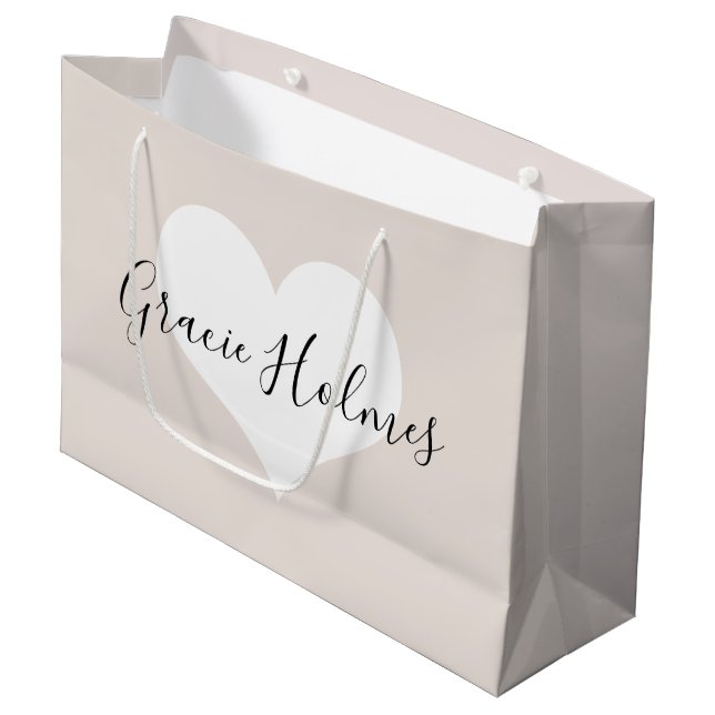 Grand Sac Cadeau Sacoche-cadeau de coeur personnalisée (Devant Angle)