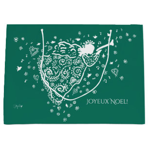 Grand Sac Cadeau Sacoche cadeau Green and White Angel