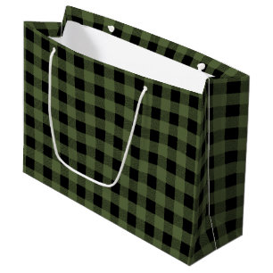 Grand Sac Cadeau Sacs-cadeaux à cartons vert et noir Lumberjack, br