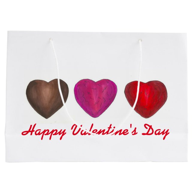 Grand Sac Cadeau Sacs-cadeaux Coeurs de chocolat Heureuse Sainte-Va (Dos)